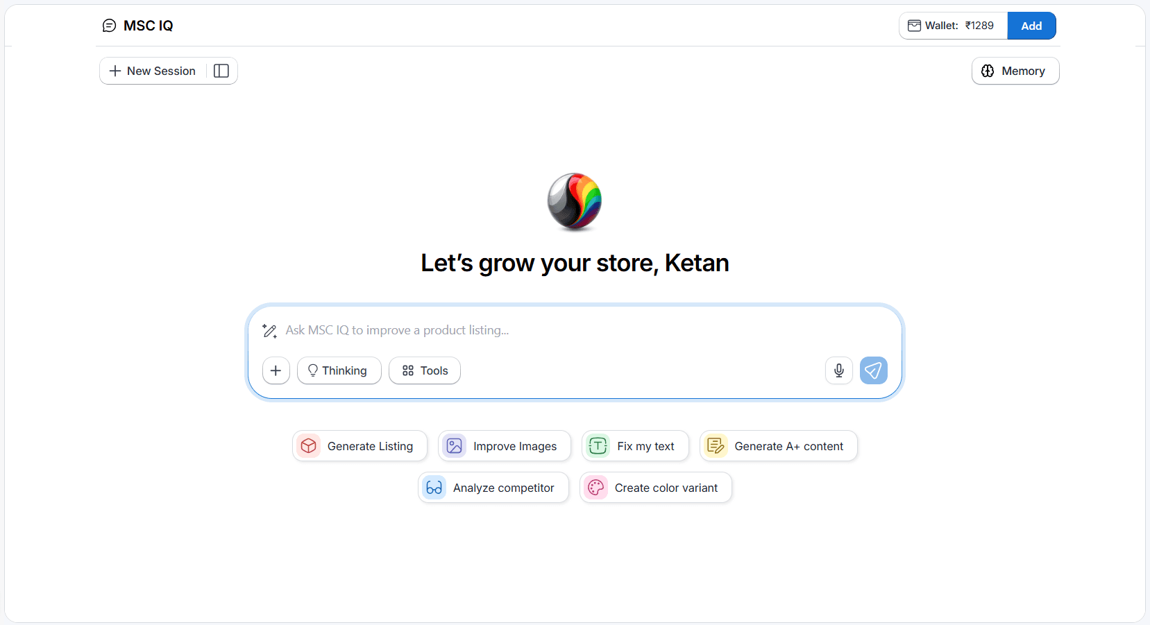 MSC IQ conversational chat interface